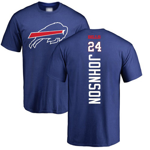 Men NFL Buffalo Bills #24 Taron Johnson Royal Blue Backer T Shirt->nfl t-shirts->Sports Accessory
